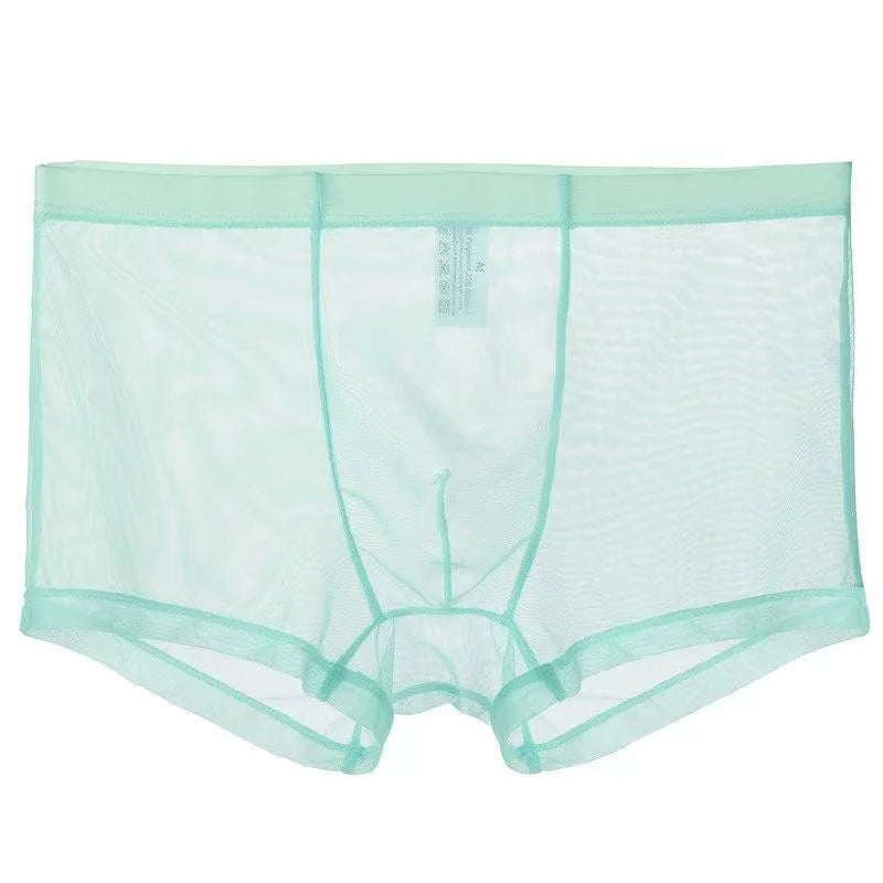 Herrenunterwäsche Transparente Boxershorts Ausbuchtung Eisseide Durchsichtige Unterhose Sexy Slips Niedrige Taille Höschen Dessous Intimates