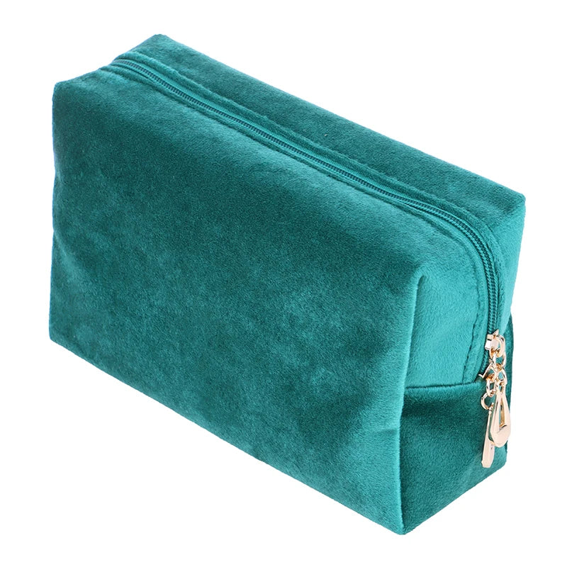 1 Pc Velvet Women Cosmetic Bag Travel Large Makeup Bag Solid Color Zipper Lipstick Storage Bags Female Make Up Organizer Pouch