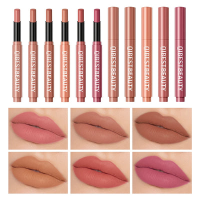 QIBEST Matte Lipstick Lip Tint Long Lasting Velvet Lipliner Pencil Not Fading Non-Stick Cup Makeup Lipstick Lip Balm Cosmetics - ActiveLifeTech