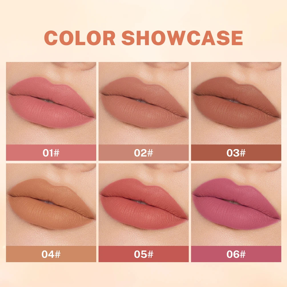 QIBEST Matte Lippenstift Lip Tint Langlebig Samt Lipliner Bleistift Nicht Verblassen Antihaft-Cup Make-Up Lippenstift Lippenbalsam Kosmetik