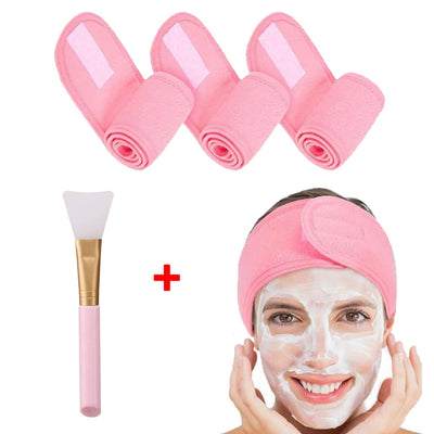 1pc Adjustable Head Band Hairband with 1 Mask Brush Yoga Spa Bath Shower Makeup Wash Face Cosmetic Headband Make Up Accessories - ActiveLifeTech