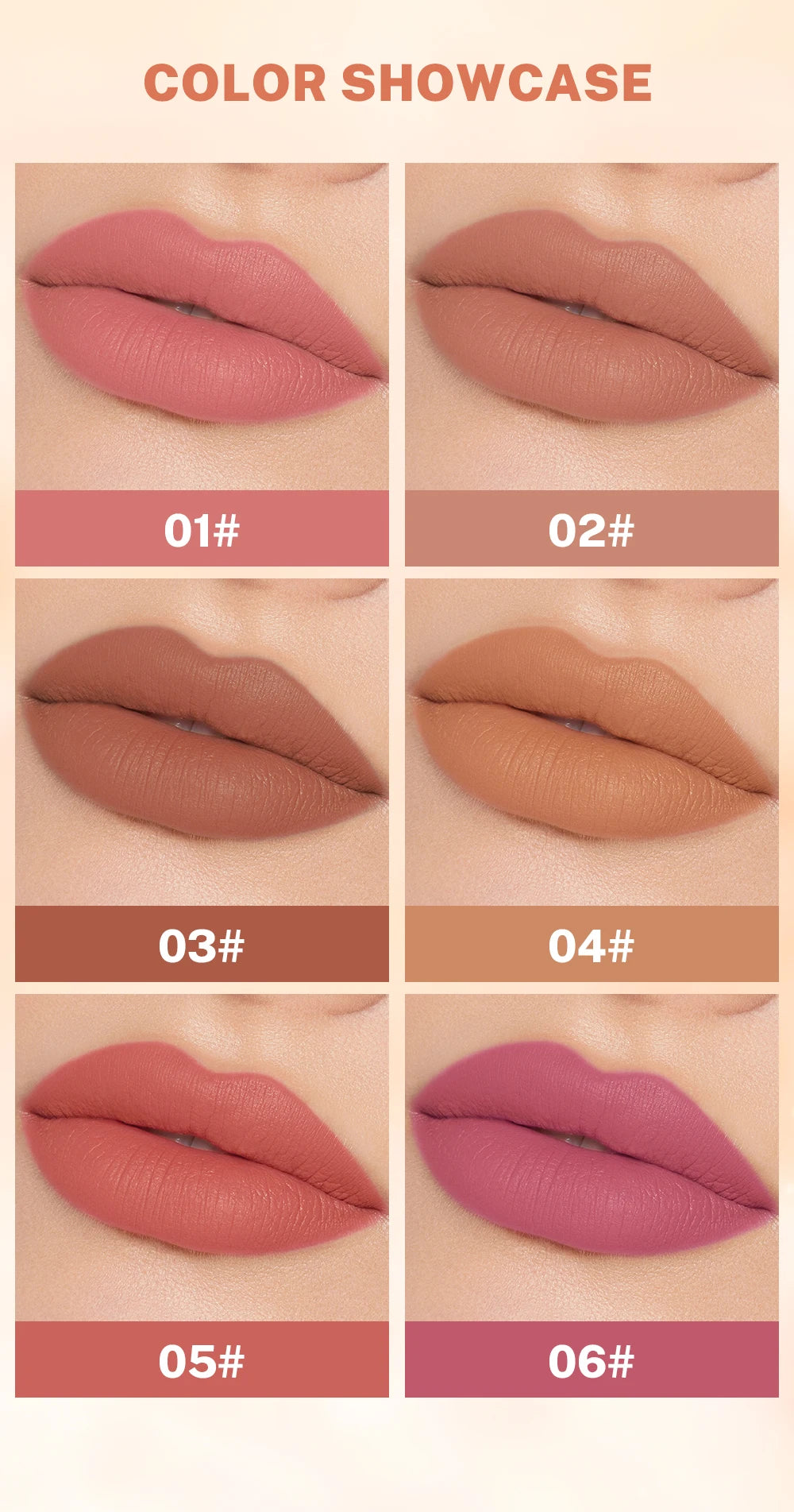 QIBEST Matte Lippenstift Lip Tint Langlebig Samt Lipliner Bleistift Nicht Verblassen Antihaft-Cup Make-Up Lippenstift Lippenbalsam Kosmetik