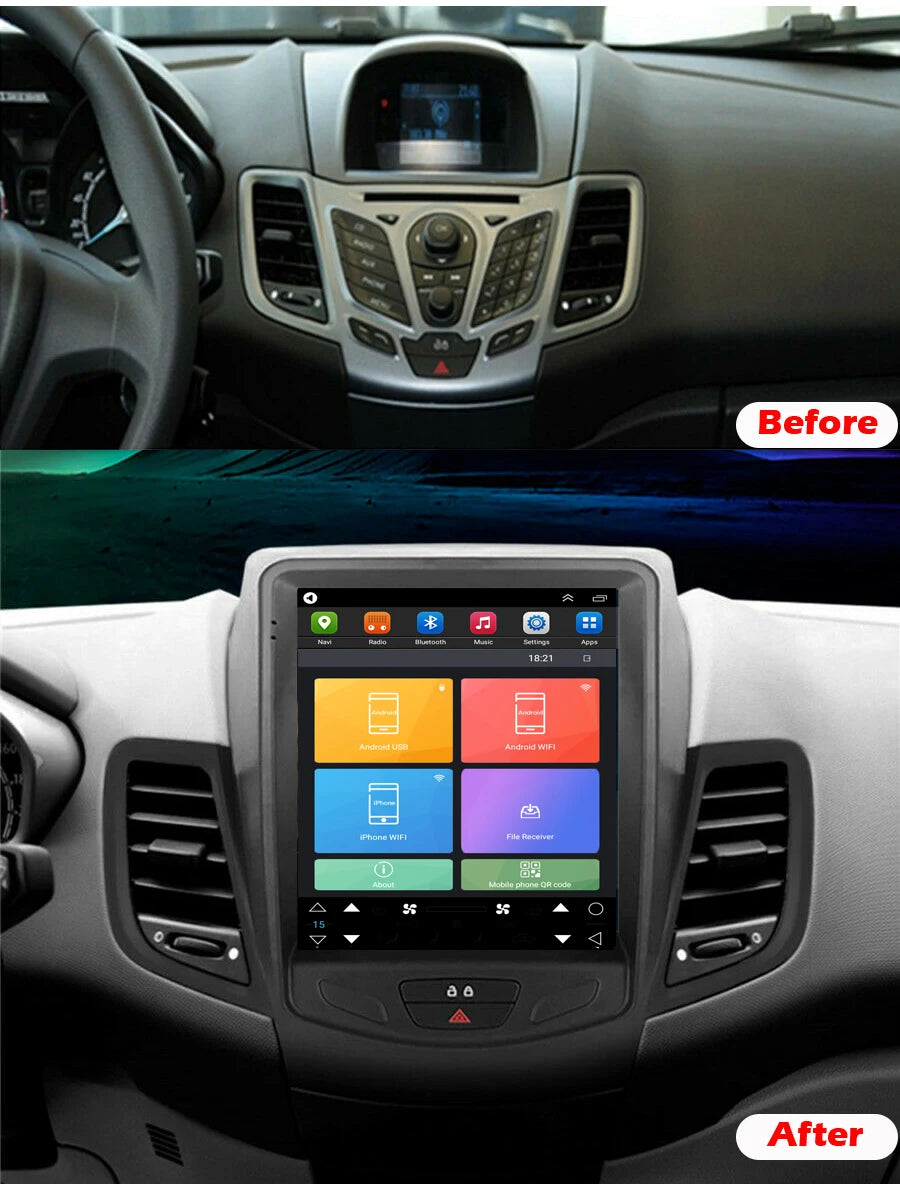 9.7 inch Android 12 GPS Navigation For Ford Fiesta 2009-2016 TouchScreen CarPlay Androd Auto Head Unit Radio Stereo BT DAB OBD