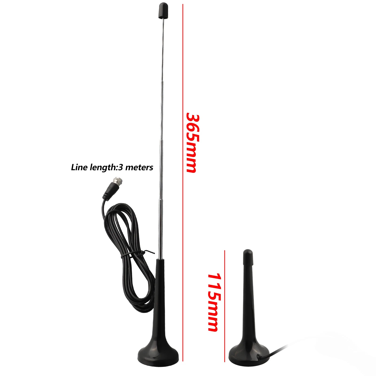 3meters FM Radio Antenna DAB Telescopic Antenna With Magnetic Base 3Plug Adapters Home Indoor TV Radio Tools Accessories