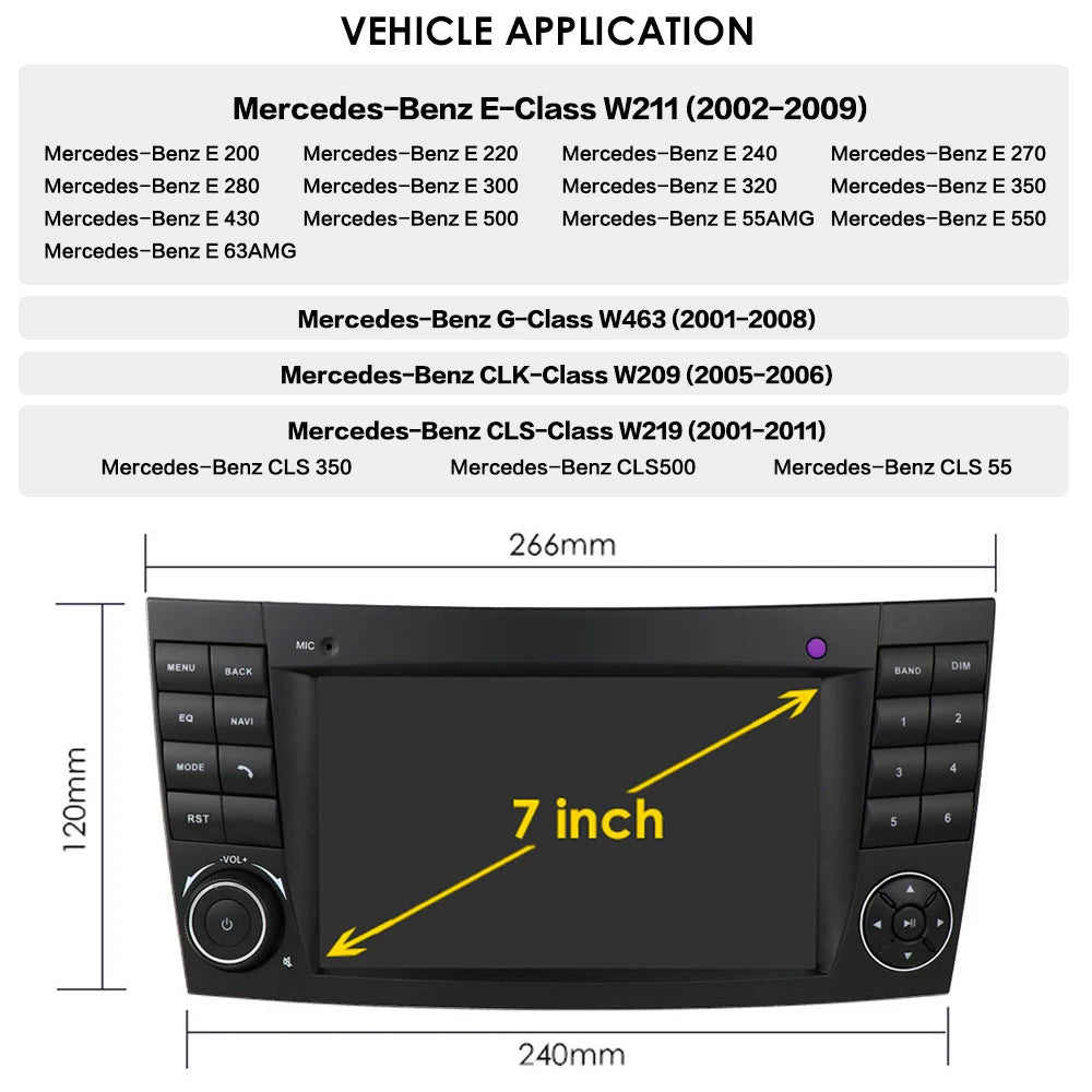 Android 10 Autoradio mit GPS-Navigation für Mercedes-Benz CLK-Klasse W209 2005–2006 Carplay DAB +