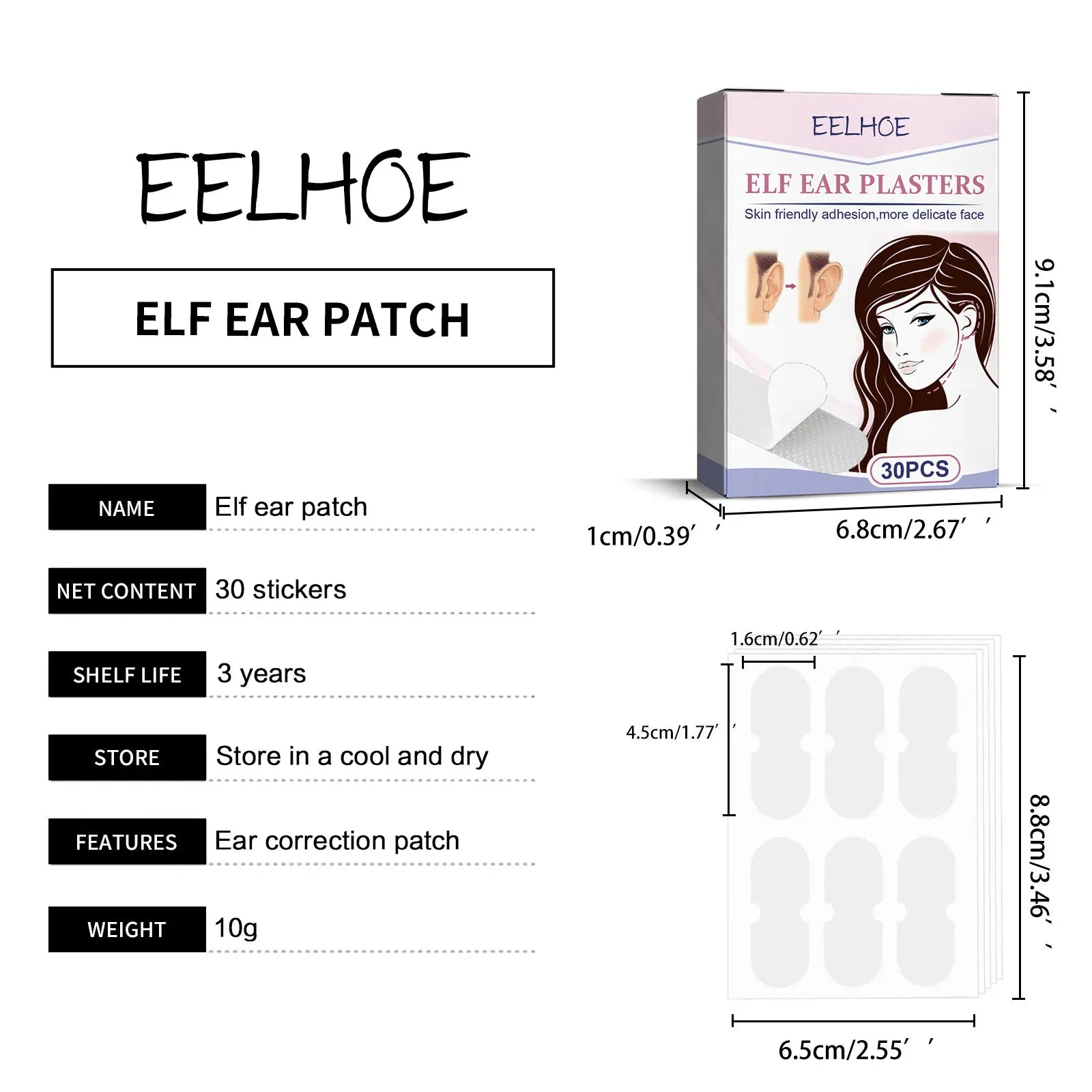 EELHOE Elf Ear Plasters Aesthetic Ear Corrector Self Adhesive Invisible Tape Transparent Elf Ear Stickers Beauty Care Products