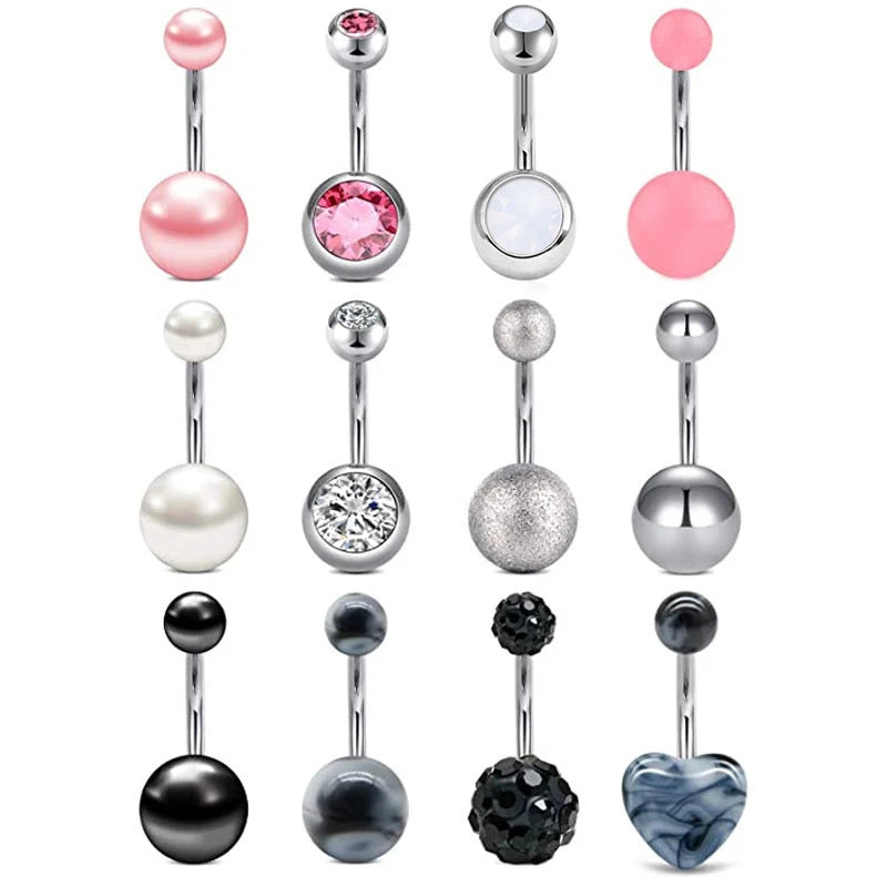 5-12pc/Set Cute Dangle Belly Ring Pack 14G Navel Piercing Bulk Sexy Belly Ring Set Belly Button Ring Lot Pircing Ombligo Jewelry