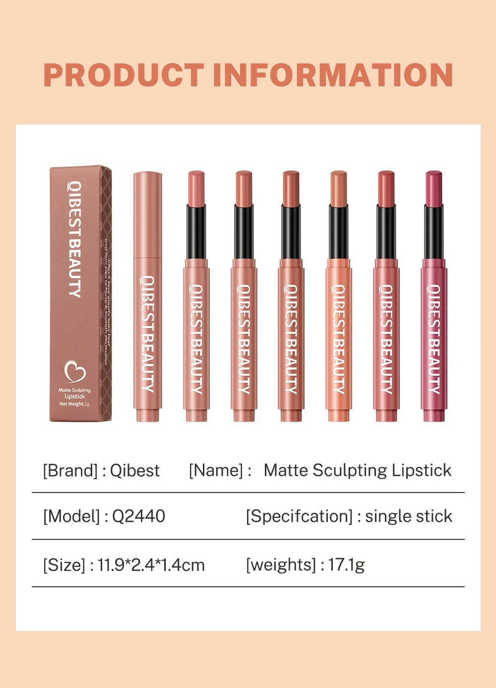 QIBEST Matte Lippenstift Lip Tint Langlebig Samt Lipliner Bleistift Nicht Verblassen Antihaft-Cup Make-Up Lippenstift Lippenbalsam Kosmetik