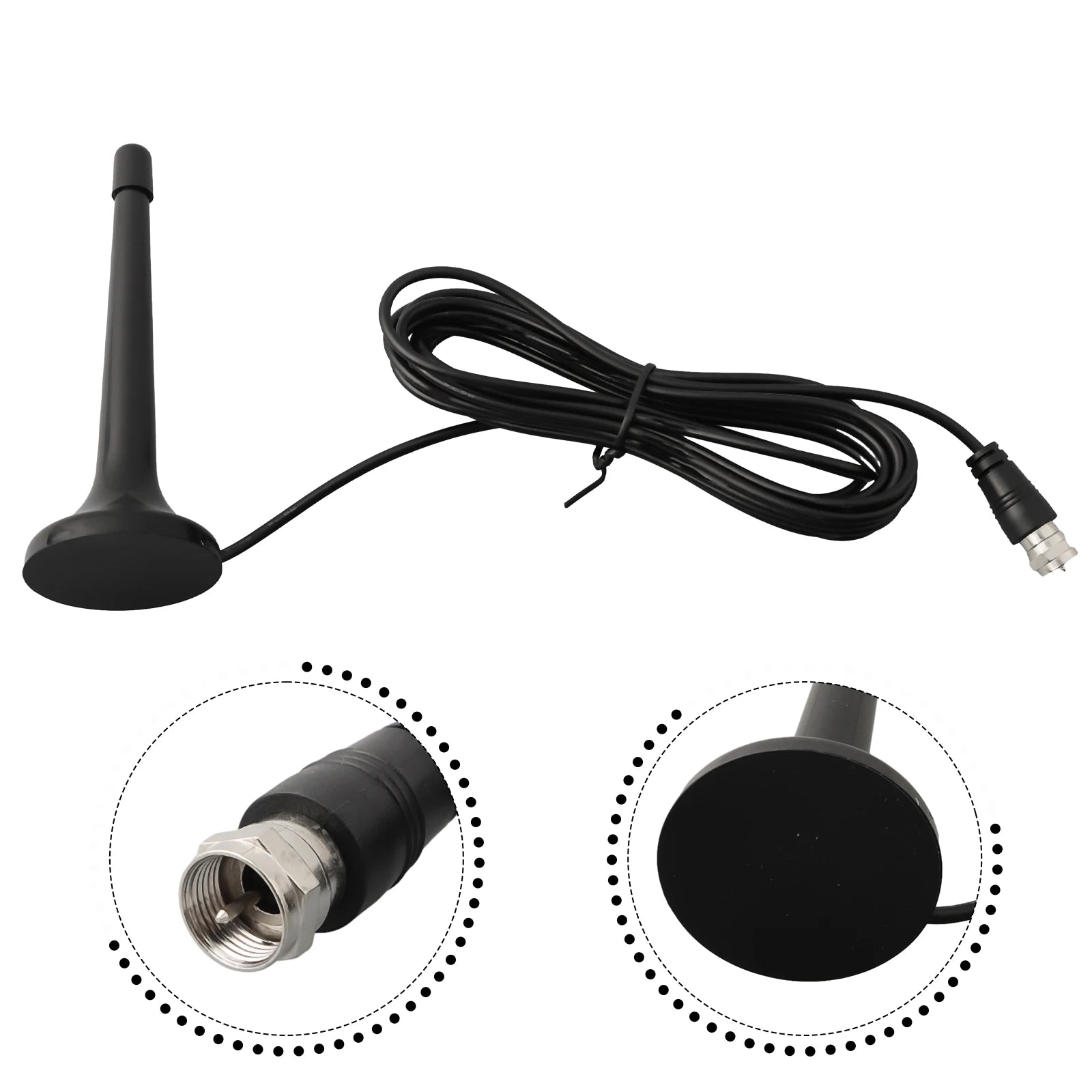 3meters FM Radio Antenna DAB Telescopic Antenna With Magnetic Base 3Plug Adapters Home Indoor TV Radio Tools Accessories