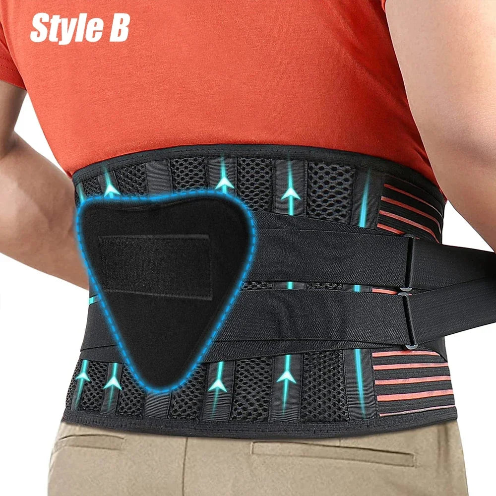 Lower Back Brace with 6 Stays Anti-skid Orthopedic Lumbar Support with Pad Breathable Waist Support Belt for Gym Pain Relief