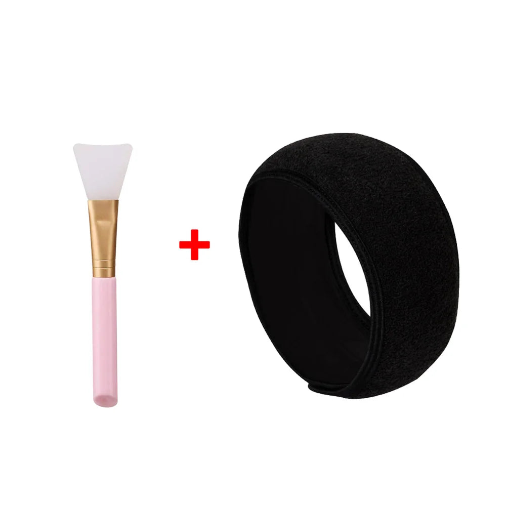 1pc Adjustable Head Band Hairband with 1 Mask Brush Yoga Spa Bath Shower Makeup Wash Face Cosmetic Headband Make Up Accessories