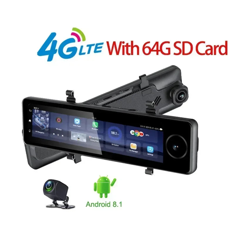 4G Video Recorder 3-CH Auto DVR ADAS Android 8.1 Rückspiegel 1080P Spezielle Halterung Auto 11 