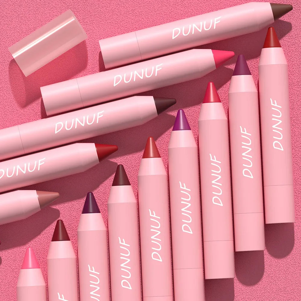 18-Colors Lipstick Pencil Waterproof Sexy Red Matte Contour Tint Lipstick Lasting Non-stick Cup Lipliner Pen Lip Makeup Cosmetic