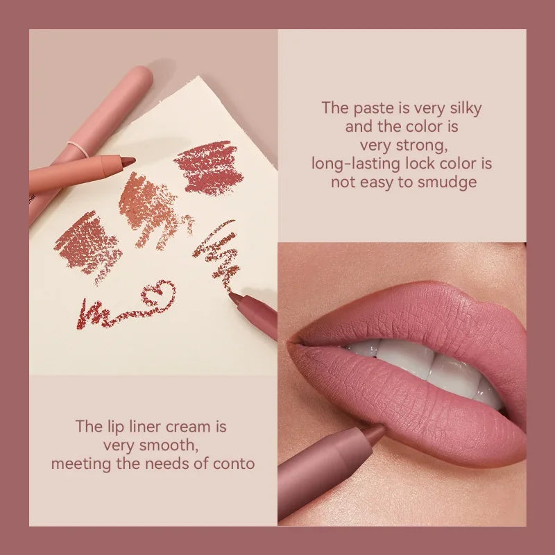 Wasserfester Lipliner-Stift, sexy rot, matt, Konturtönung, Lipliner, langanhaltend, Antihaft-Becher, Nude-Lippenstift, Lippen-Make-up, Kosmetik