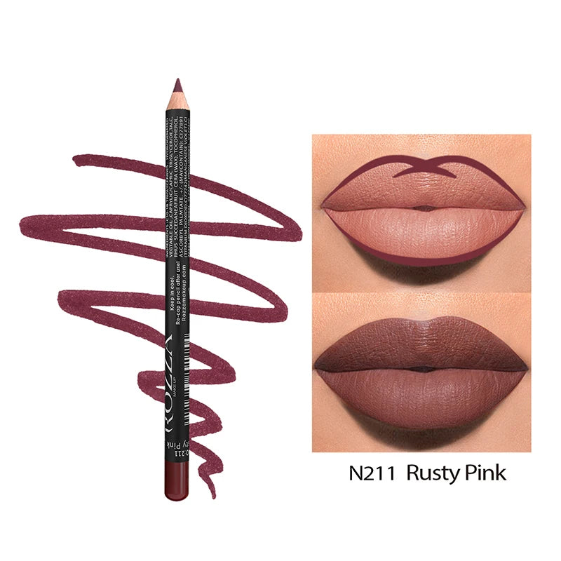 14 Farben Nude Matte Lippenstift Bleistift Langanhaltender wasserfester Lippenstift Hochpigmentierter Lipliner Lippen-Makeup-Tool