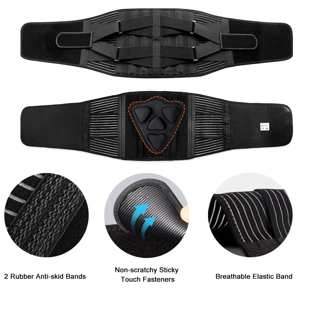 Lower Back Brace with 6 Stays Anti-skid Orthopedic Lumbar Support with Pad Breathable Waist Support Belt for Gym Pain Relief