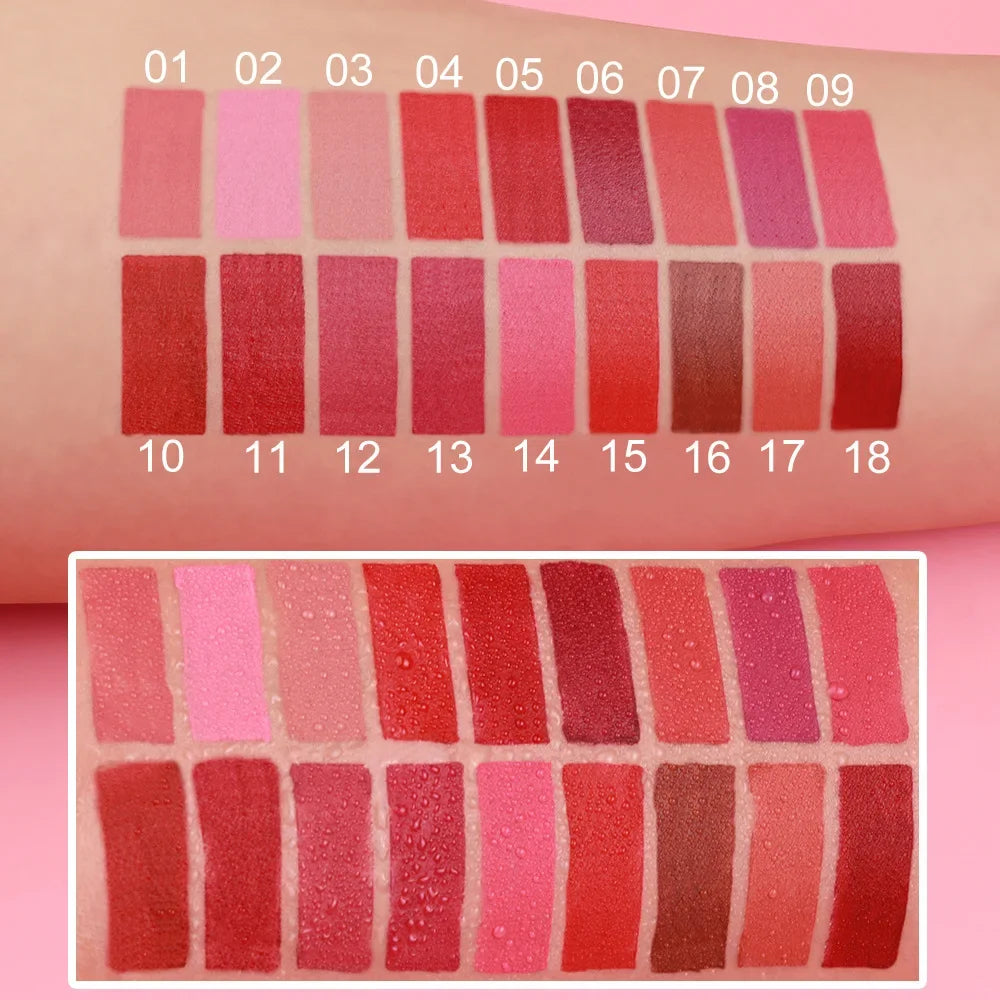 18-Colors Lipstick Pencil Waterproof Sexy Red Matte Contour Tint Lipstick Lasting Non-stick Cup Lipliner Pen Lip Makeup Cosmetic