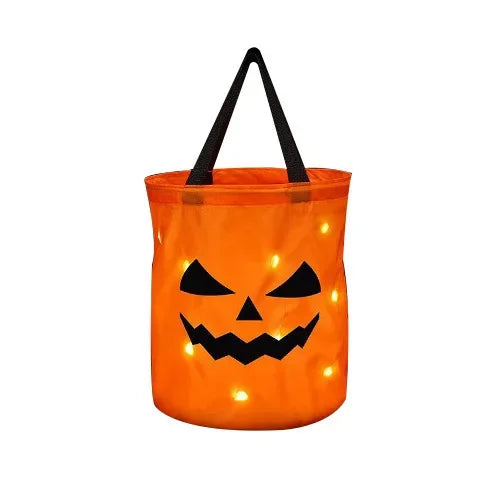 Sac seau citrouille avec lumière LED pour Halloween