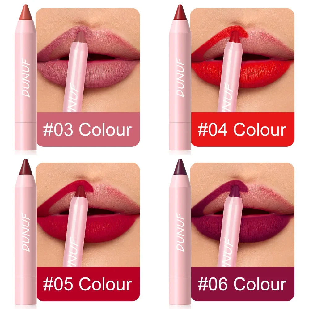 18-Colors Lipstick Pencil Waterproof Sexy Red Matte Contour Tint Lipstick Lasting Non-stick Cup Lipliner Pen Lip Makeup Cosmetic