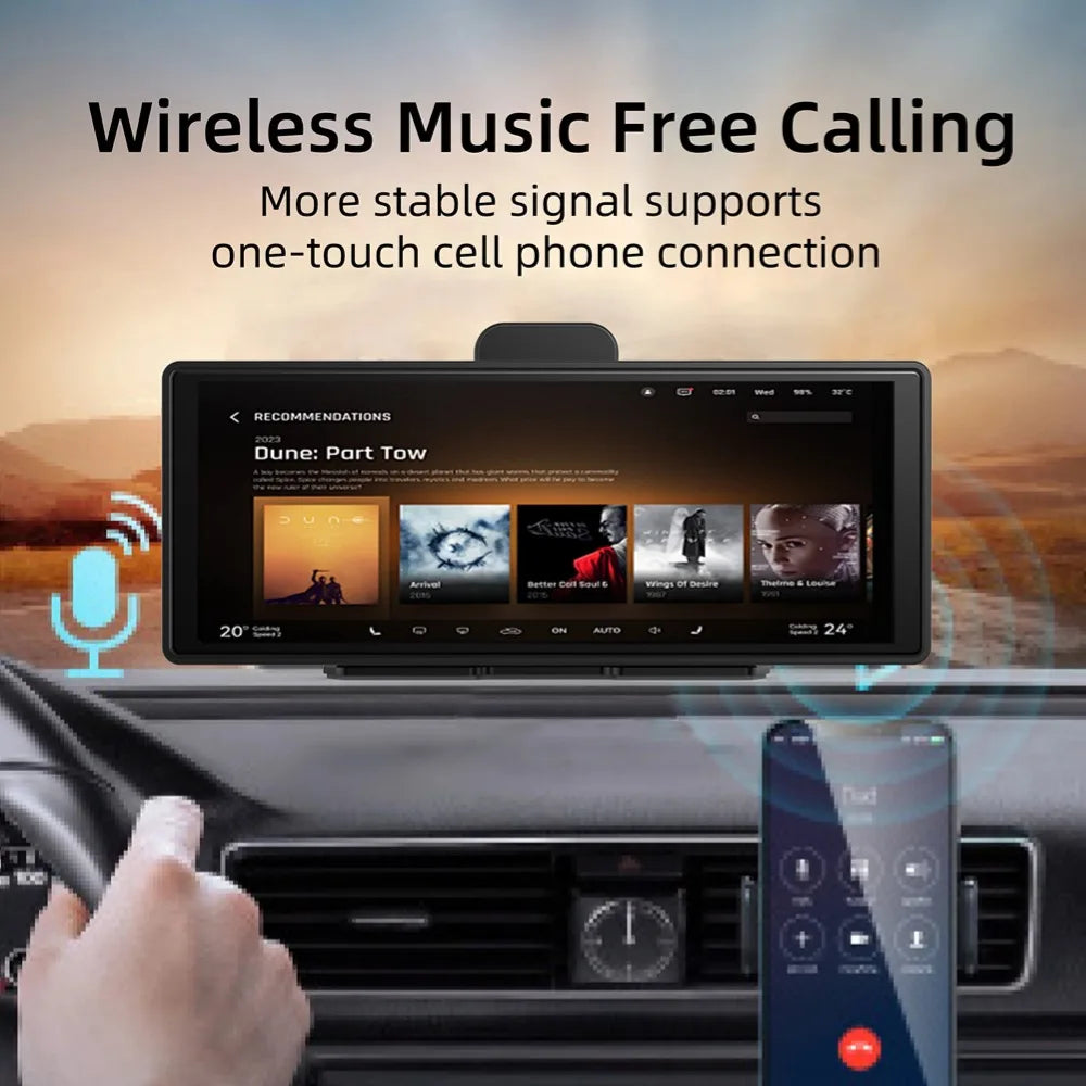 10,26 Zoll Autoradio Multimedia WIFI Video Player Drahtloses Carplay & Android Auto MP5 Player Mit Dash Cam