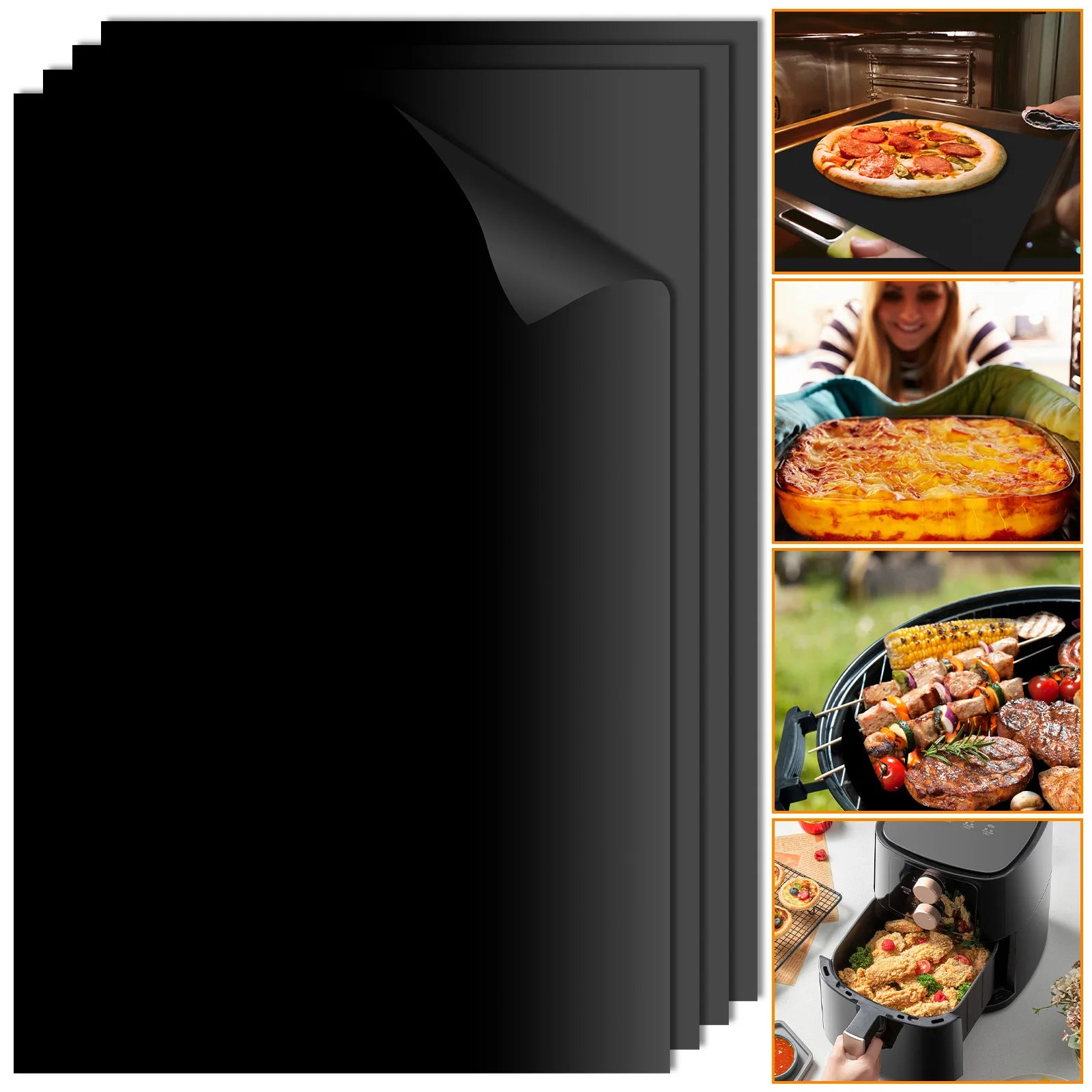 8/4Pcs Oven Protector Pad Grill Anti-leak Mat DIY Cuttable Oven Pad Kitchen Microwave Stove Grill Protective Pad Air Fryer Liner