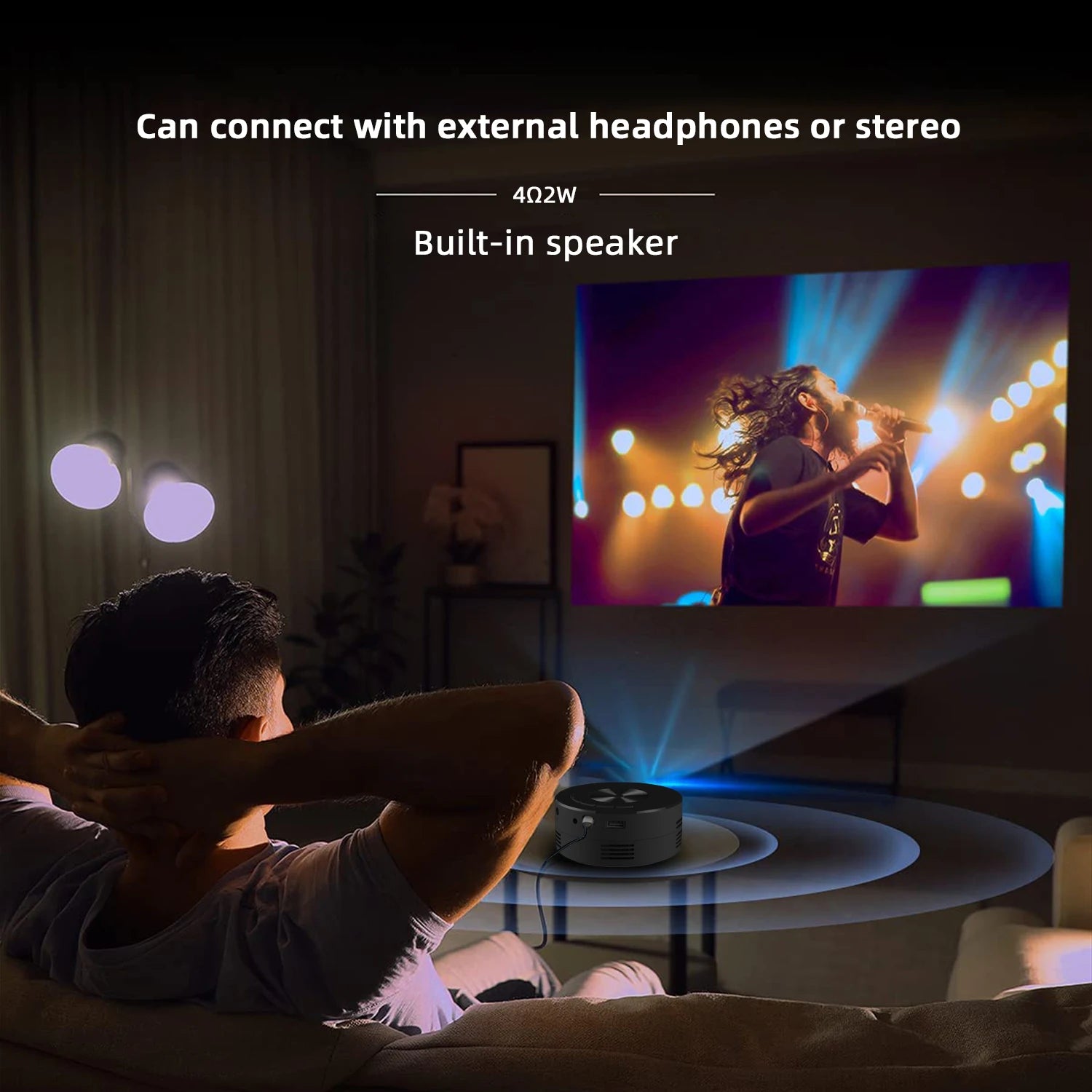 LED Projector For iPhone Android Home Media Player Audio Portable Projector USB Video Wired Screen Mirror Home Party Theater