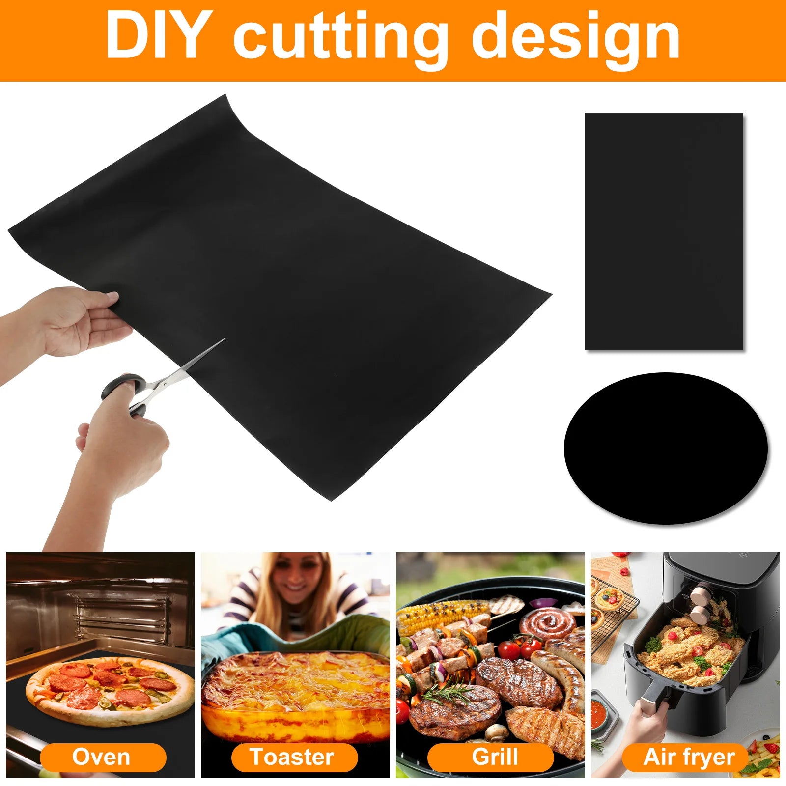 8/4Pcs Oven Protector Pad Grill Anti-leak Mat DIY Cuttable Oven Pad Kitchen Microwave Stove Grill Protective Pad Air Fryer Liner