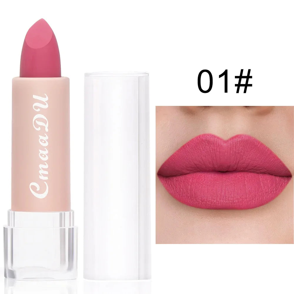 1PC Matte Nude Lippenstift Wasserdicht Langlebig Antihaft-Cup Sexy Rot Rosa Samt Lippenstifte Frauen Make-Up Kosmetik 15 Farben