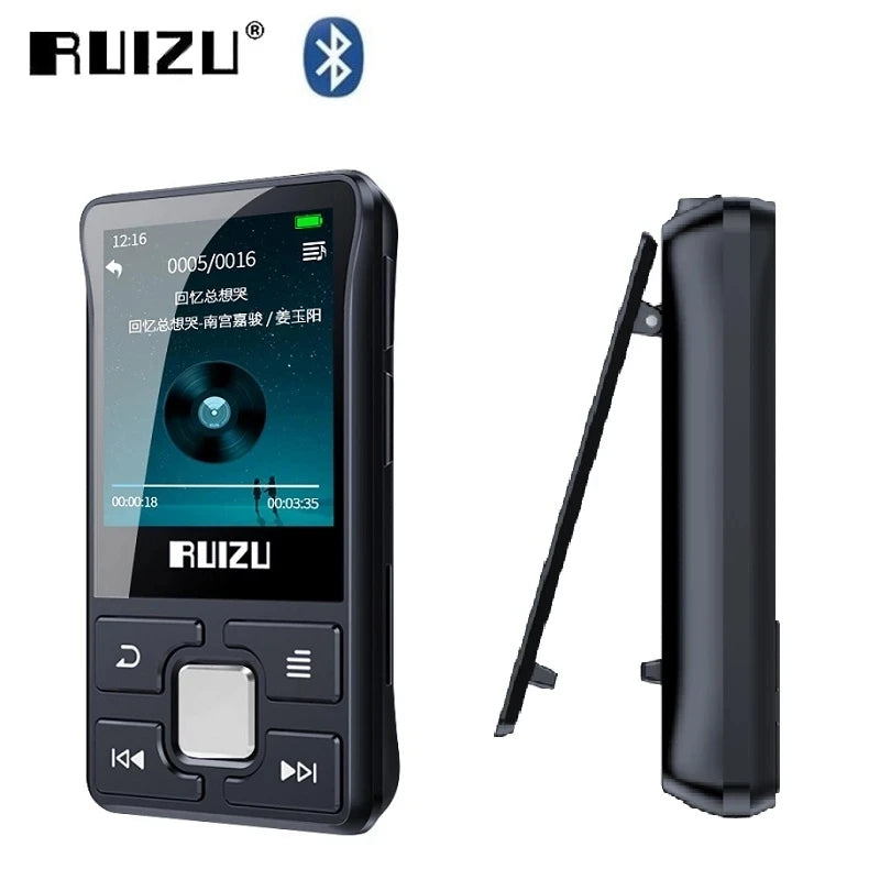 RUIZU Original X55 Clip Sport Bluetooth MP3-Player Mini mit Bildschirmunterstützung TF-Karte Tragbarer Musik-Video-Player-Recorder E-Book