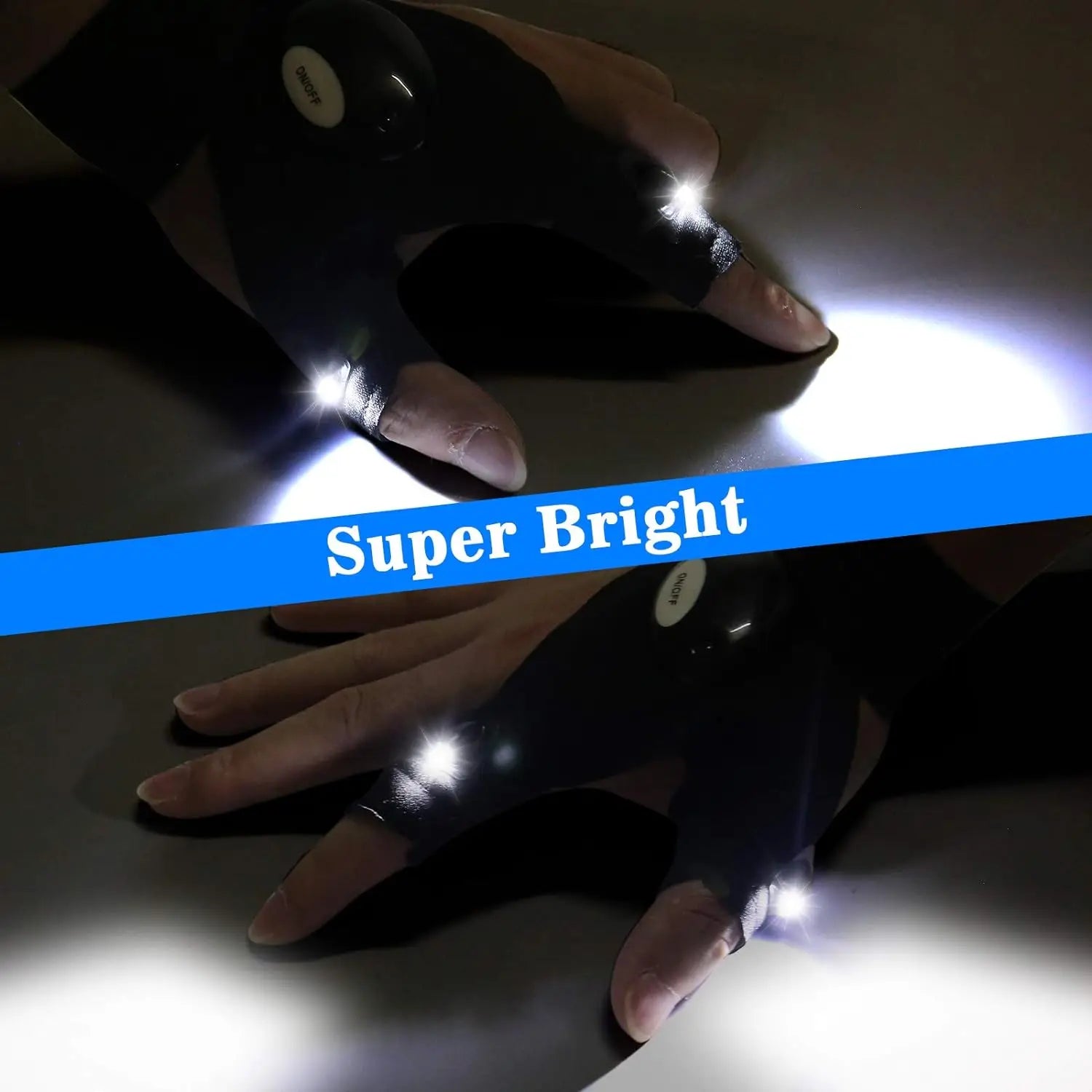 LED Half Finger Glove for Men Women Outdoor Waterproof Night Fishing Bait Cycling Running Flashlight Durable Fingerless Gloves