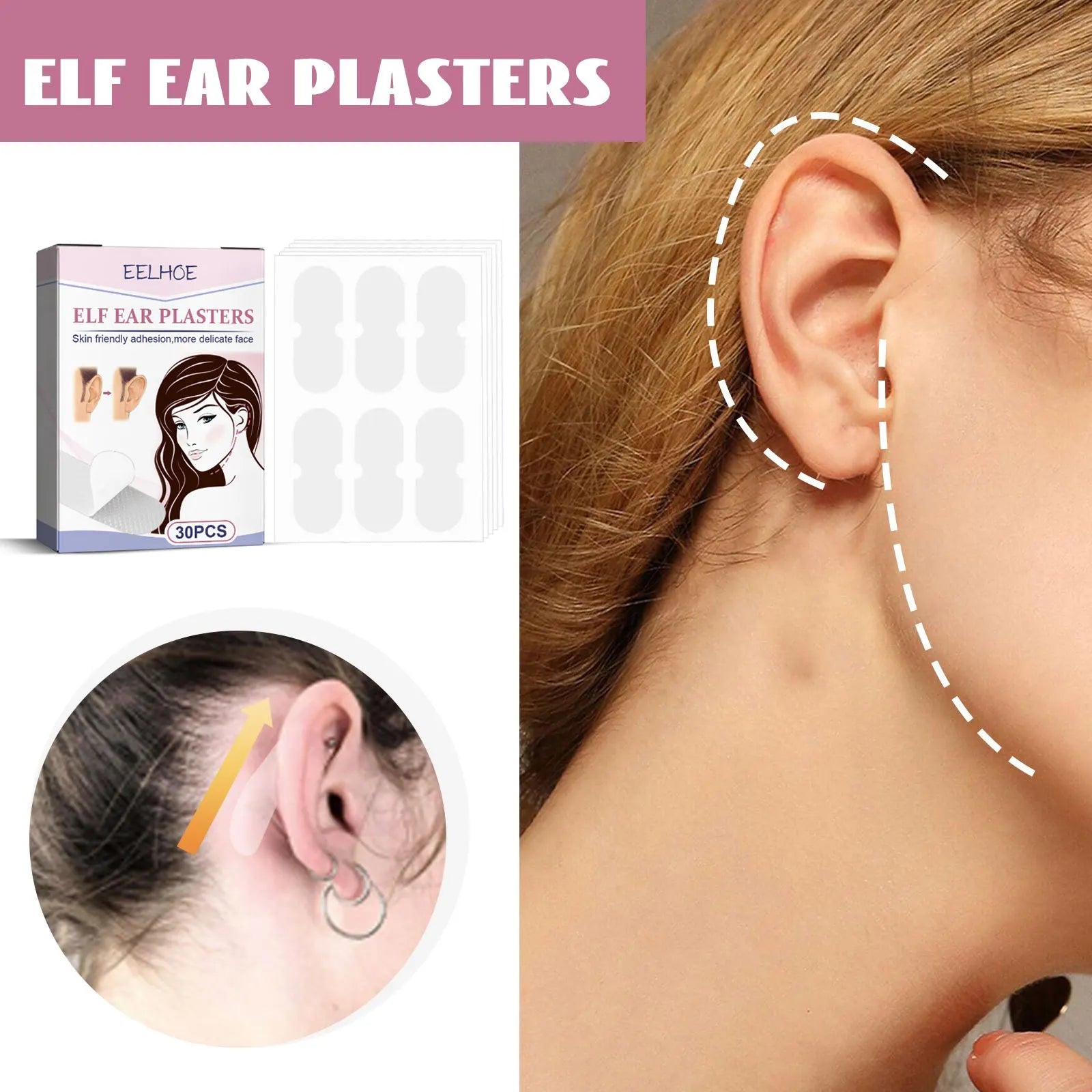 EELHOE Elf Ear Plasters Aesthetic Ear Corrector Self Adhesive Invisible Tape Transparent Elf Ear Stickers Beauty Care Products