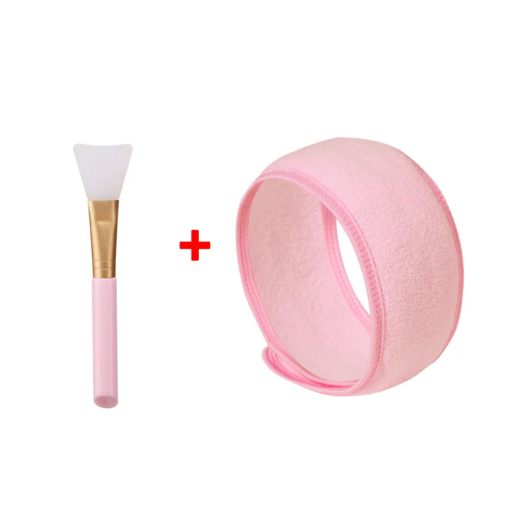 1pc Adjustable Head Band Hairband with 1 Mask Brush Yoga Spa Bath Shower Makeup Wash Face Cosmetic Headband Make Up Accessories