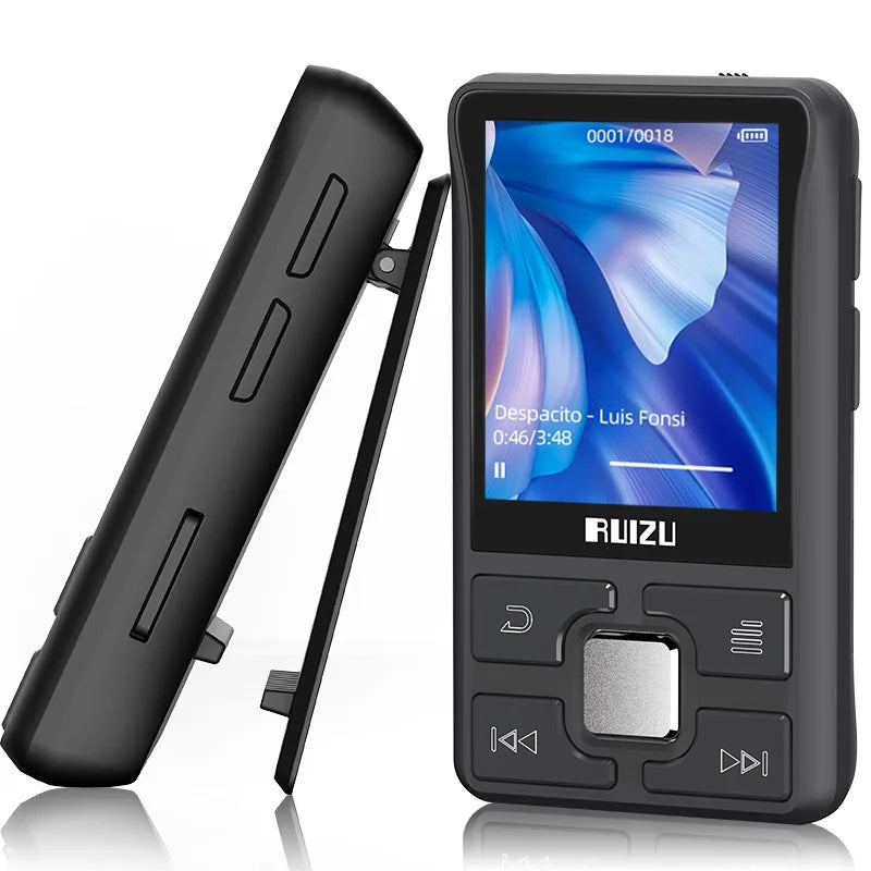 RUIZU Original X55 Clip Sport Bluetooth MP3-Player Mini mit Bildschirmunterstützung TF-Karte Tragbarer Musik-Video-Player-Recorder E-Book