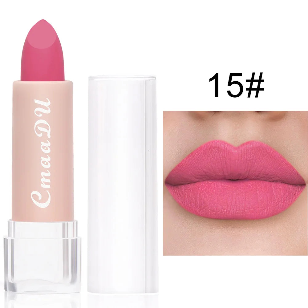 1PC Matte Nude Lippenstift Wasserdicht Langlebig Antihaft-Cup Sexy Rot Rosa Samt Lippenstifte Frauen Make-Up Kosmetik 15 Farben