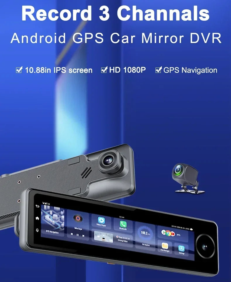 4G Video Recorder 3-CH Auto DVR ADAS Android 8.1 Rückspiegel 1080P Spezielle Halterung Auto 11 